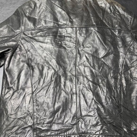 Merona Jacket Mens XL Black Soft Leather Full Zip Bomber Casual Outdoor (GS36) - Picture 7 of 7